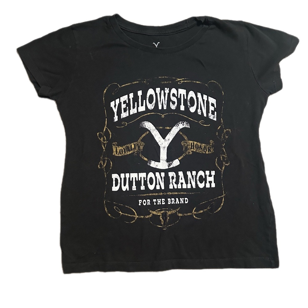 Yellowstone Dutton Ranch Graphic Crop Top - Black